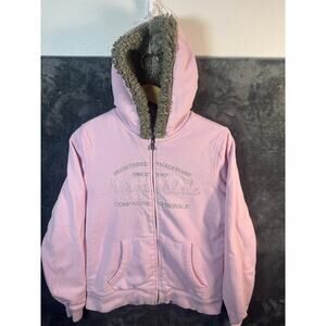 Rare VTG Y2K Aeropostale Fur Lined Full Zip Pink Hoodie/Hooded Sweatshirt XL